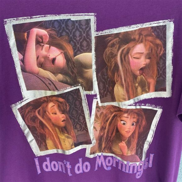 Disney Parks Women's Rapunzel "I Don't Do Mornings" Purple Night Shirt - Picture 7 of 10